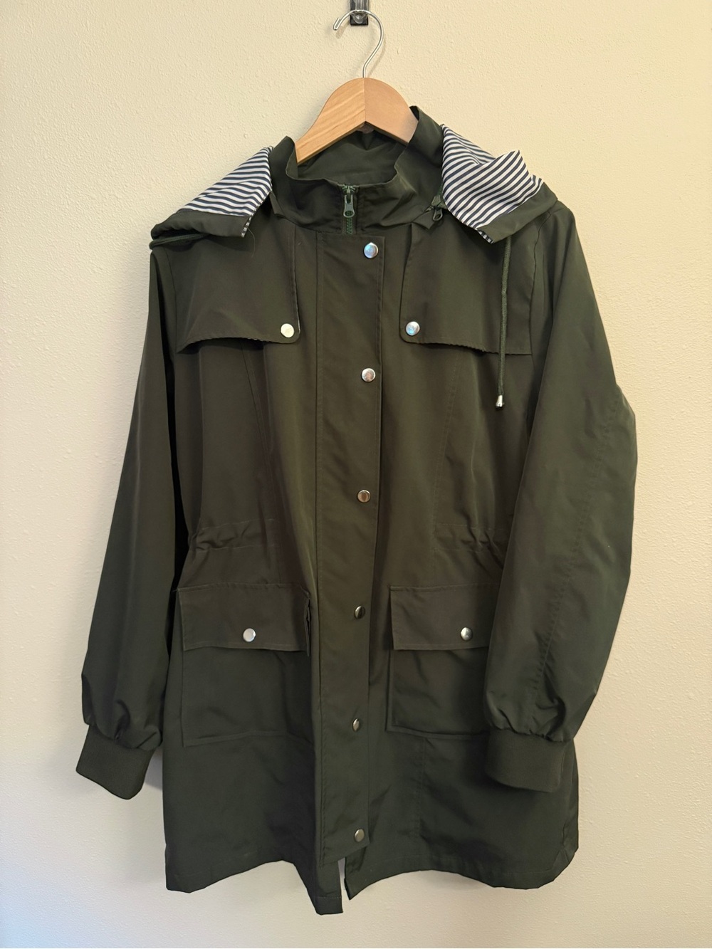 Olive Green Women's Hooded Anorak Jacket